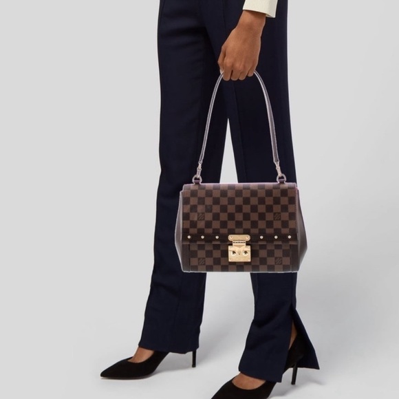 ‼️RARE❤️Louis Vuitton Damier Ebene shoulder bag studded LV handbag LV trunk bag - Picture 4 of 17